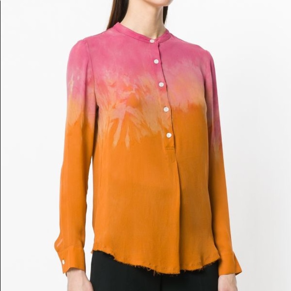 Raquel Allegra Tie Dye Silk Blouse Top